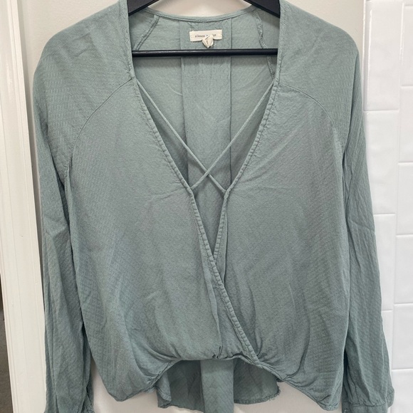 silence + noise Tops - Silence & Noise Women's Wrap Top in Soft Gray/blue